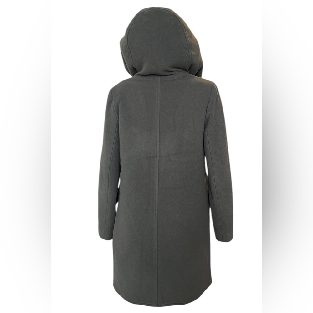 M0851 WOOL DUFFEL HOODED COAT SIZE 2 Gray/ Green Made In Canada - Picture 2 of 16